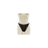 Tanga noir en dentelle avec bijou losanges dorés 